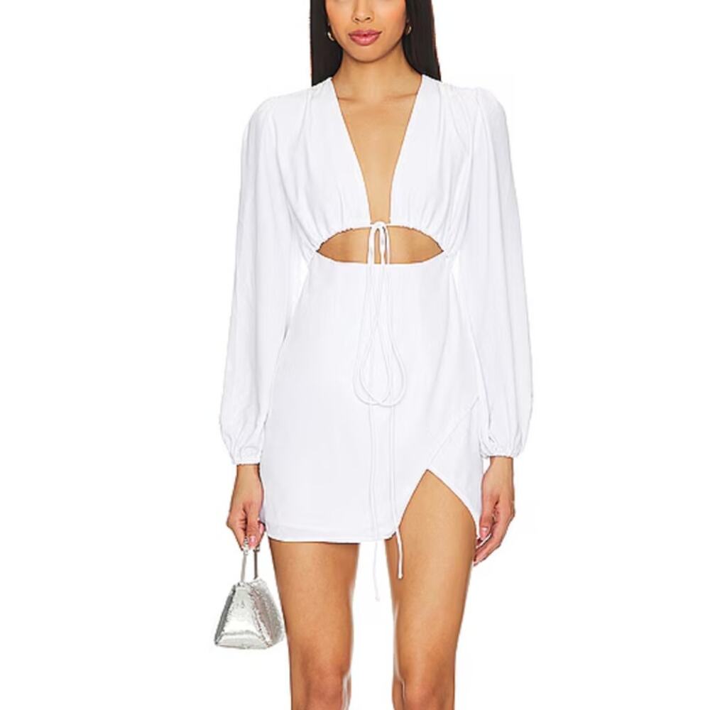 superdown White Long Sleeve Cutout Mini Dress
